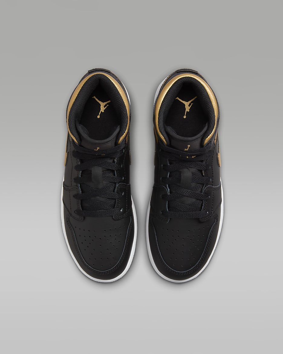Jordan aj1 mid black and gold top